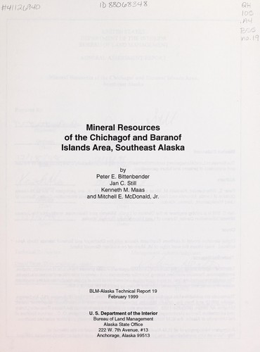 Mineral resources of the Chichagof and Baranof islands area, southeast Alaska