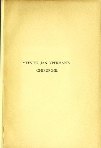 De "Cyrurgie" van Meester Jan Yperman