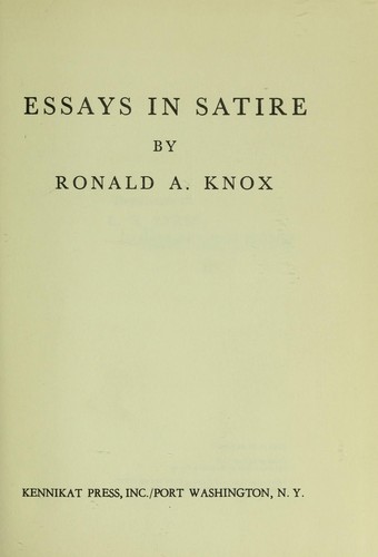 Essays in satire