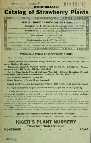 1916 wholesale catalog of strawberry plants
