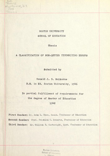 A classification of non-letter typewriting errors