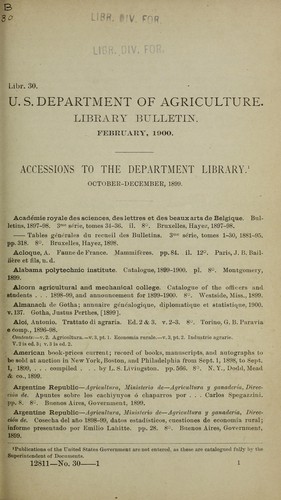 Accessions to the Department Library