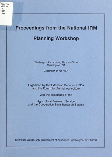 Proceedings from the National IRM Planning Workshop