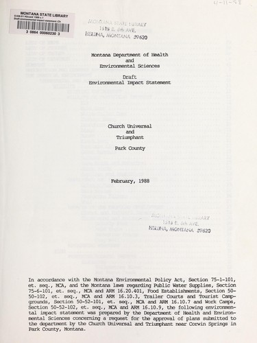 Draft environmental impact statement