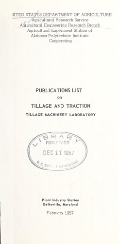 Publications list on tillage and traction, Tillage Machinery Laboratory