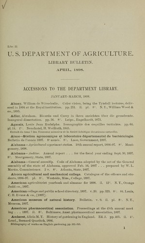 Accessions to the Department Library