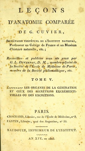 Le©ʹons d'anatomie compar©♭e de G. Cuvier ...