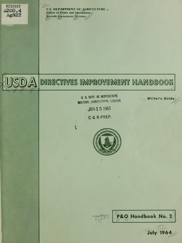 USDA directives improvement handbook, writer's guide
