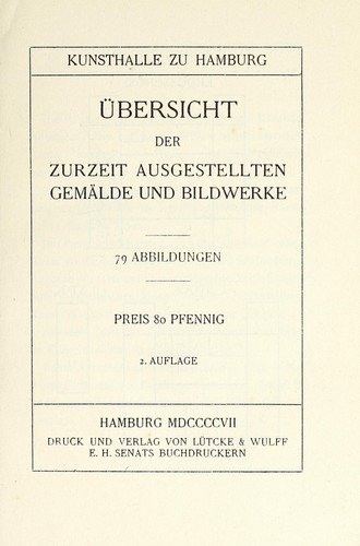 Übersicht der zurzeit Ausgestellten Gemälde und Bildwerke