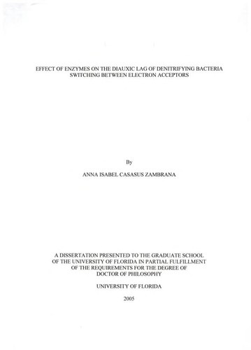 Effect of enzymes on the diauxic lag of denitrifying bacteria switching between electron acceptors