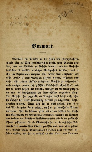 Predigten auf die Feste des katholischen Kirchenjahres