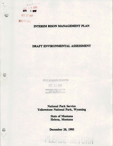 Interim bison management plan