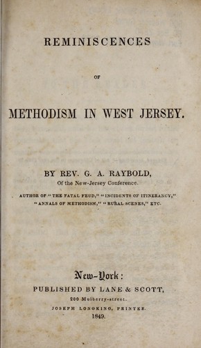 Reminiscences of Methodism in West Jersey