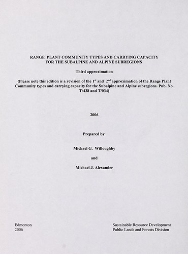 Range plant community types and carrying capacity for the subalpine and alpine subregions