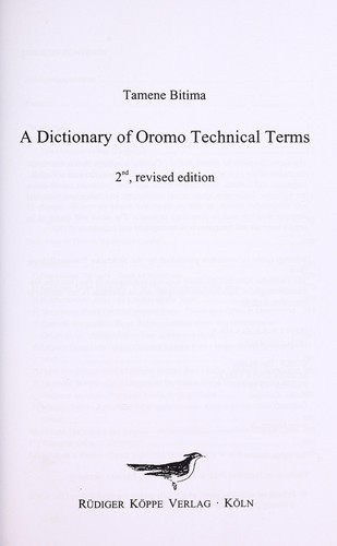 A dictionary of Oromo technical terms