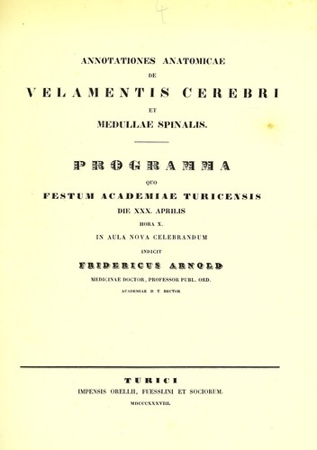 Annotationes anatomicae de velamentis cerebri et medullae spinalis
