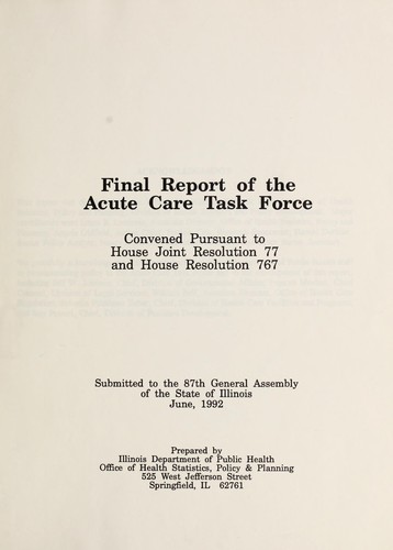 Final report of the Acute Care Task Force