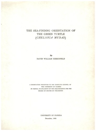 The sea-finding orientation of the green turtle (Chelonia mydas)