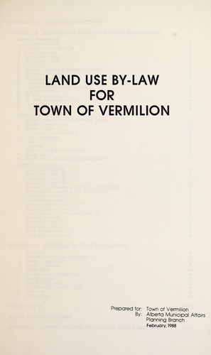 Land use by-law for town of Vermilion