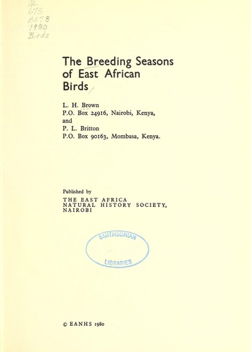 The breeding seasons of East African birds