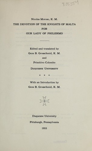 The devotion of the Knights of Malta for Our Lady of Philermo