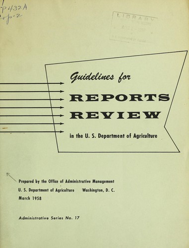 Guidelines for reports review in the U.S. Department of Agriculture