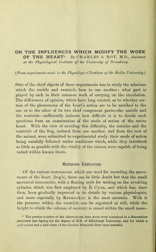 On the influences which modify the work of the heart