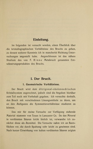 Beitrag zur Kenntnis des Brucits und Metabrucits