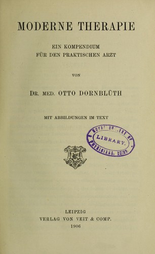 Moderne Therapie; ein Kompendium f©ơr den praktischen Arzt