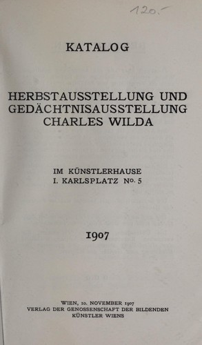 Katalog Herbstausstellung und Gedächtnisausstellung Charles Wilda