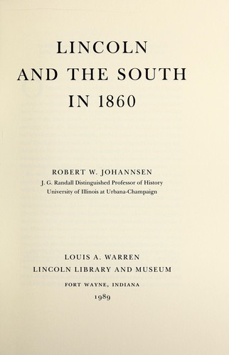 Lincoln and the South in 1860
