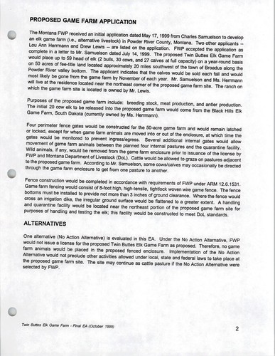 Twin Buttes Game Farm decision document
