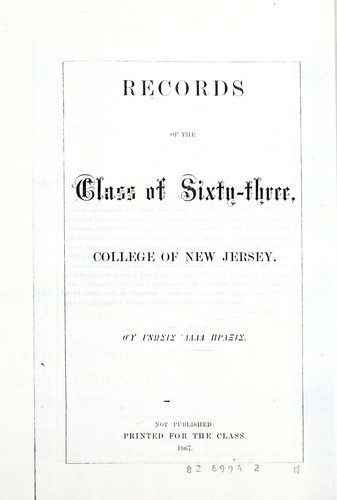 Records of the class of sixty-three
