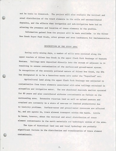 Reclamation techniques for heavy metal contaminated agricultural lands in Deer Lodge, Powell and Silver Bow counties, Montana: plan of work