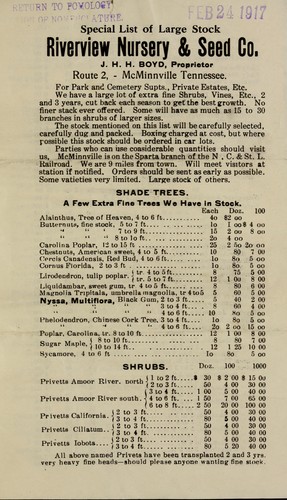 Special list of large stock