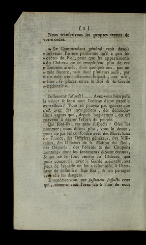 Lettre de MM. Alexandre d'Aumont, ci-devant duc de Villequier, & Ame de e de Durfort, ci-devant marquis de Duras, premiers gentilshommes de la Chambre du roi