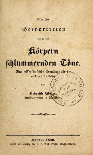 Von dem Hervortreten der in den K©œrpern schlummernden T©œne