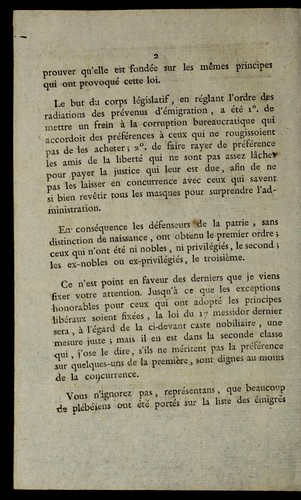 Motion de Bertrand (du Calvados), sur la ne cessite  de faire concourir avec les de fenseurs de la patrie quelques pre venus d'e migration de tenus