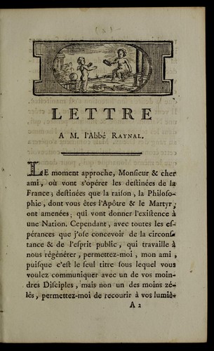 Lettre a M. l'abbe  Raynal