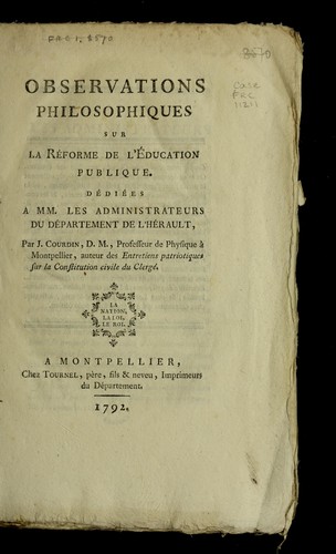 Observations philosophiques sur la re forme de l'e ducation publique