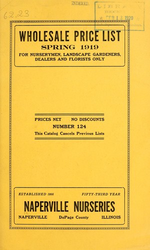 Wholesale price list for nurserymen, landscape gardeners, dealers and florists only
