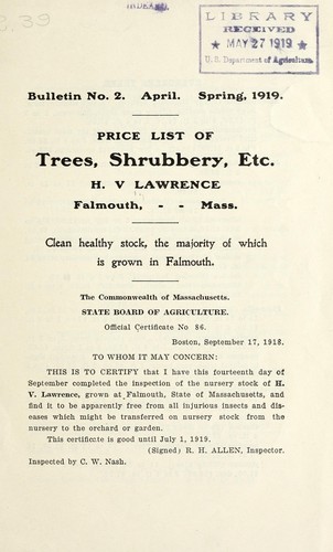 Price list of trees, shrubbery, etc