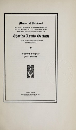 Memorial services held in the House of Representives of the United States