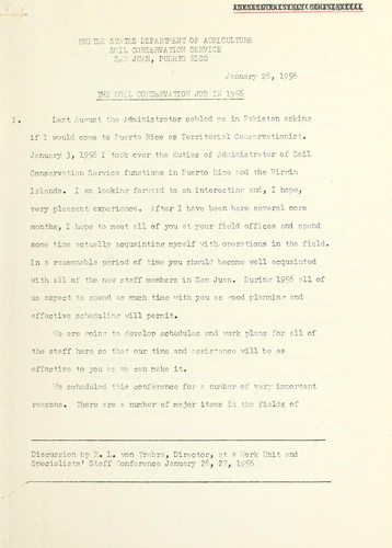 The soil and water conservation job in 1956