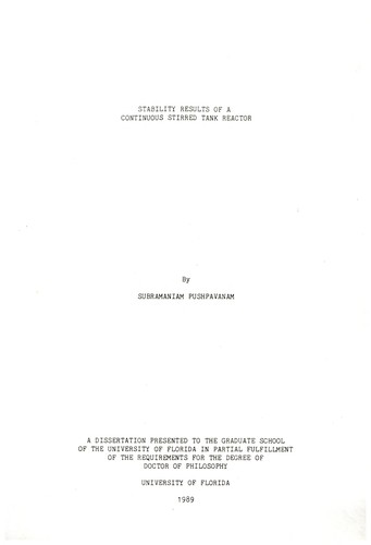 Stability results of a continous stirred tank reactor