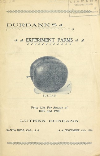 Price list for season of 1899 and 1900