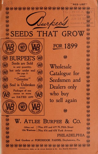 Burpee's seeds that grow for 1899