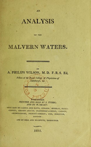 An analysis of the Malvern waters