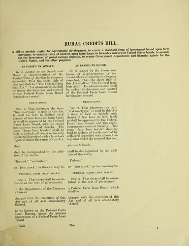 Rural credits bill