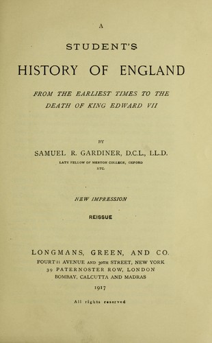A students history of England from the earliest times to the death of King Edward VII